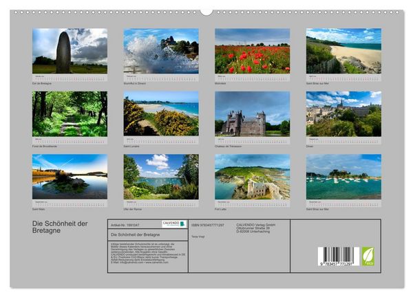 Produktbild: Die Sch&ouml;nheit der Bretagne (hochwertiger Premium Wandkalender 2026 DIN A2 quer), Kunstdruck in Hochglanz