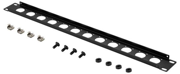 Produktbild: Renkforce 12 Port Netzwerkschrank-Ger&auml;teboden 483mm (19") 1 HE Schwarz