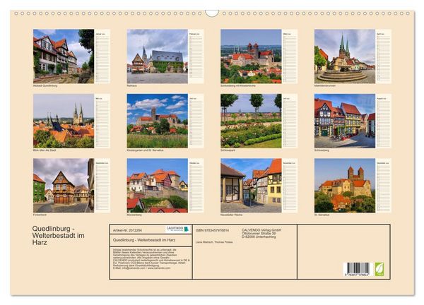 Produktbild: Quedlinburg - Welterbestadt im Harz (Wandkalender 2026 DIN A2 quer), CALVENDO Monatskalender