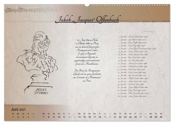 Produktbild: Von Mozart bis Beethoven (hochwertiger Premium Wandkalender 2027 DIN A2 quer), Kunstdruck in Hochglanz