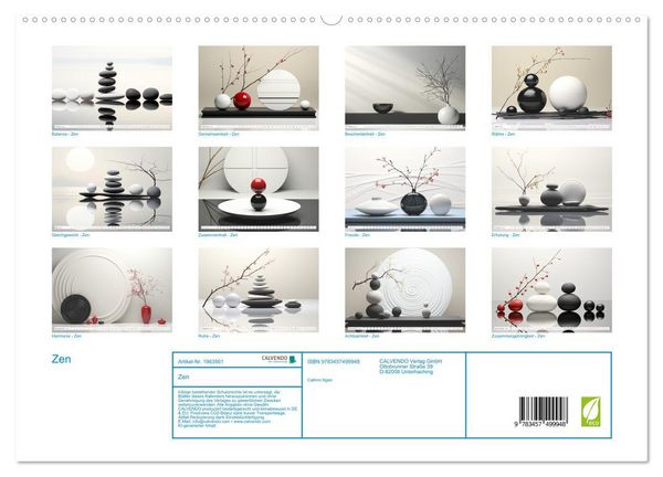 Produktbild: Zen (hochwertiger Premium Wandkalender 2026 DIN A2 quer), Kunstdruck in Hochglanz