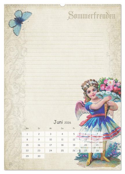 Produktbild: Nostalgie-Jahr, Motive aus alten Poesiealben (hochwertiger Premium Wandkalender 2026 DIN A2 hoch), Kunstdruck in Hochglanz