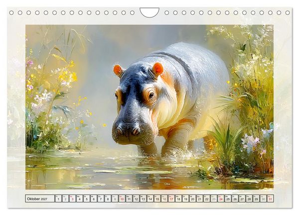 Produktbild: Zwergflusspferde. Kleine Hippos im Sumpfgebiet (Wandkalender 2027 DIN A4 quer), CALVENDO Monatskalender