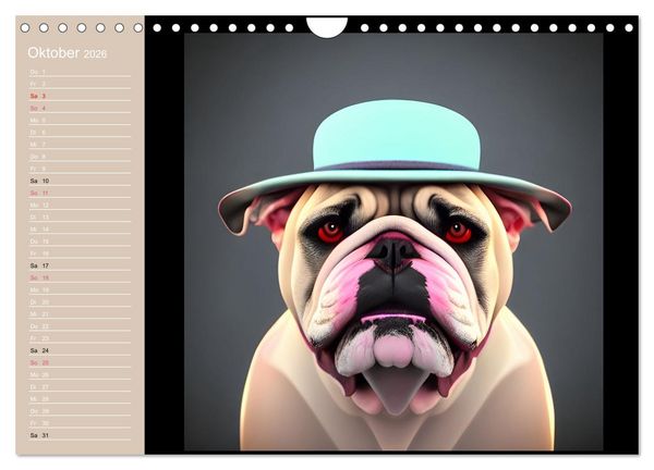 Produktbild: Graphic PoP Art Bulldogge (Wandkalender 2026 DIN A4 quer), CALVENDO Monatskalender