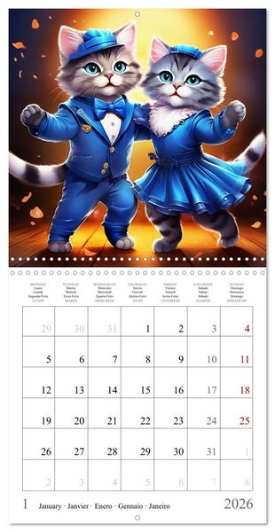 Produktbild: Cute Cats Dancing (Wall Calendar 2026 12 &times; 12 Inch) CALVENDO 12 Month Wall Calendar