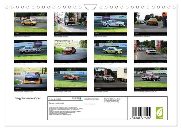 Produktbild: Bergrennen im Opel (Wandkalender 2026 DIN A4 quer), CALVENDO Monatskalender