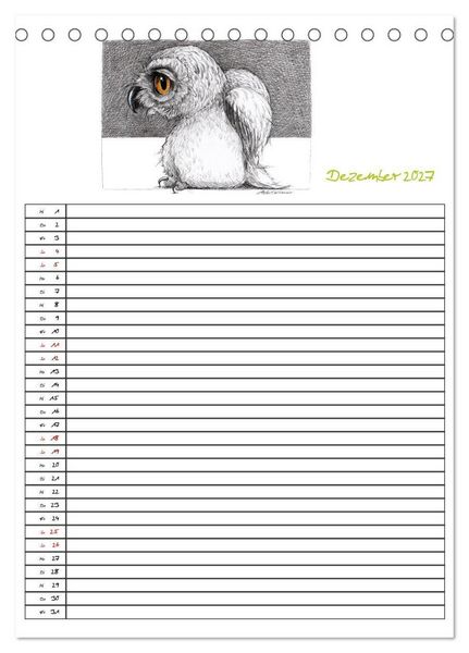 Produktbild: Tieronisch Eulen (Tischkalender 2027 DIN A5 hoch), CALVENDO Monatskalender