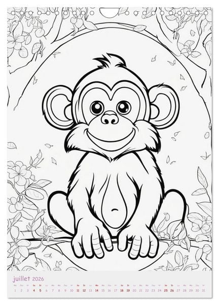 Produktbild: Calendrier &agrave; colorier (Calendrier mural 2026 DIN A4 horizontal), CALVENDO calendrier mensuel