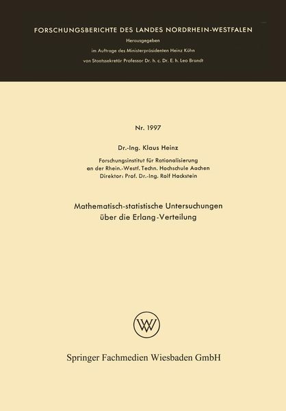 Produktbild: Mathematisch-statistische Untersuchungen &uuml;ber die Erlang-Verteilung