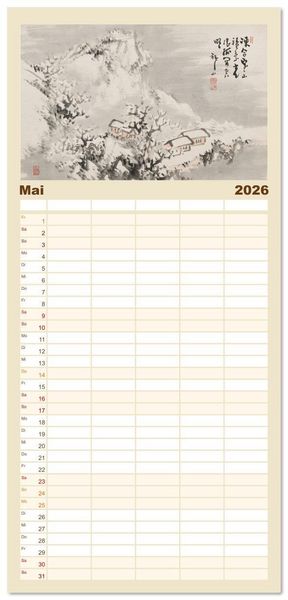 Produktbild: Familienplaner 2026 - Yoshitsugu Haizan mit 5 Spalten (Wandkalender, 21 x 45 cm) CALVENDO