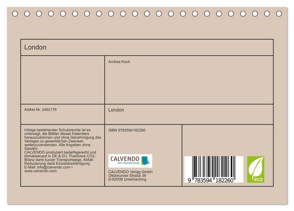 Produktbild: London (Tischkalender 2027 DIN A5 quer), CALVENDO Monatskalender