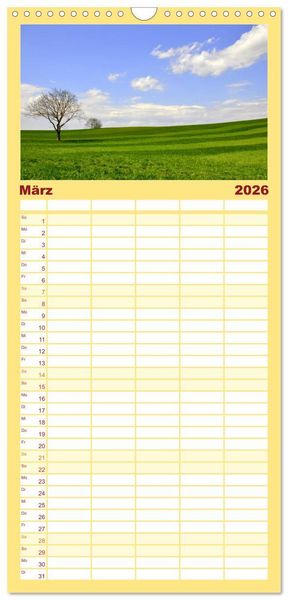 Produktbild: Familienplaner 2026 - LANDLEBEN mit 5 Spalten (Wandkalender, 21 x 45 cm) CALVENDO