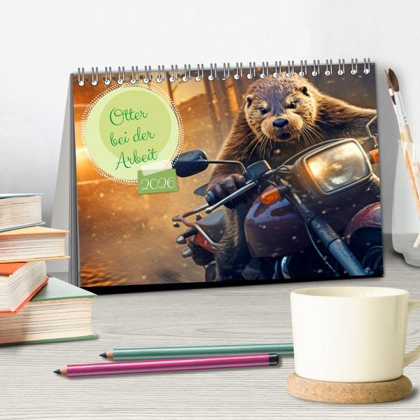 Produktbild: Otter bei der Arbeit (Tischkalender 2026 DIN A5 quer), CALVENDO Monatskalender