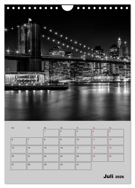 Produktbild: NEW YORK CITY Monochrome Stadtansichten (Wandkalender 2026 DIN A4 hoch), CALVENDO Monatskalender