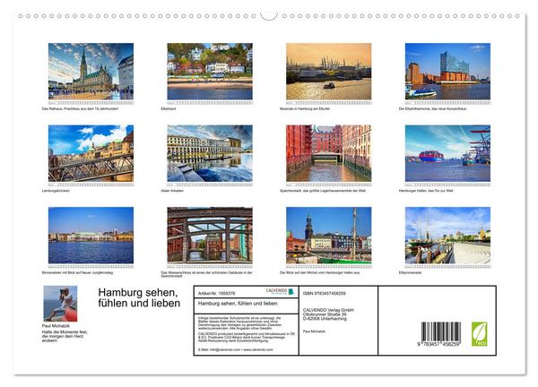 Produktbild: Hamburg sehen, f&uuml;hlen und lieben (hochwertiger Premium Wandkalender 2026 DIN A2 quer), Kunstdruck in Hochglanz