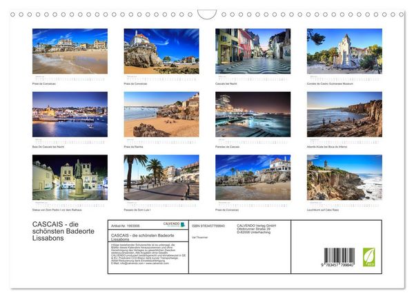 Produktbild: CASCAIS - die sch&ouml;nsten Badeorte Lissabons (Wandkalender 2026 DIN A3 quer), CALVENDO Monatskalender