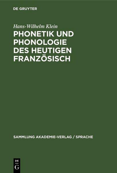 Produktbild: Phonetik und Phonologie des heutigen Franz&ouml;sisch
