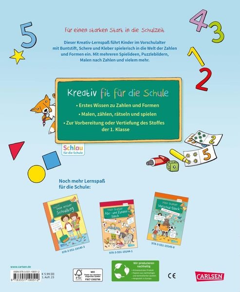 Produktbild: Schlau für die Schule: Mein Kreativ-Lernspaß: Zahlen und Formen