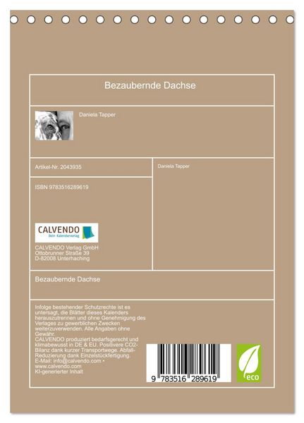 Produktbild: Bezaubernde Dachse (Tischkalender 2026 DIN A5 hoch), CALVENDO Monatskalender