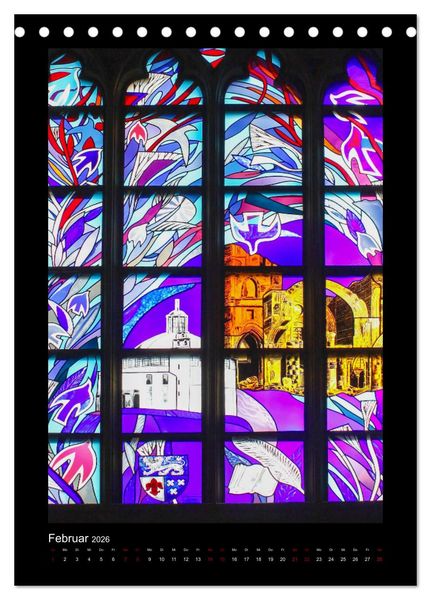 Produktbild: Kirchenfenster - Sakrale Glaskunst (Tischkalender 2026 DIN A5 hoch), CALVENDO Monatskalender