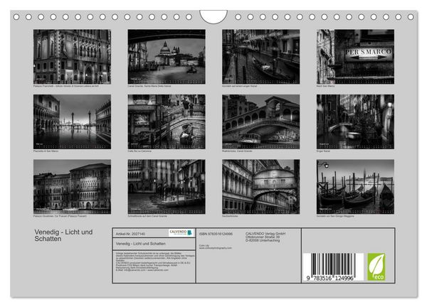 Produktbild: Venedig - Licht und Schatten (Wandkalender 2026 DIN A4 quer), CALVENDO Monatskalender