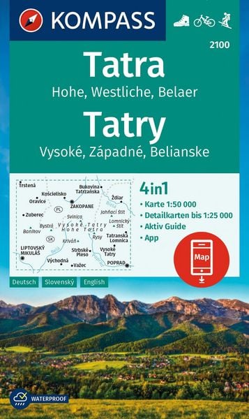 Produktbild: KOMPASS Wanderkarte 2100 Tatra, Hohe, Westliche, Belaer, Tatry, Vysok&eacute;, Z&aacute;padn&eacute;, Belianske 1:50.000