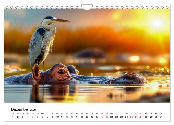 Produktbild: Flusspferde - die stillen Giganten (Wandkalender 2026 DIN A4 quer), CALVENDO Monatskalender