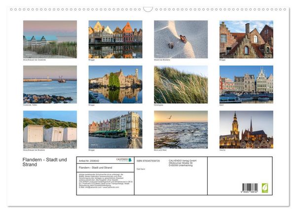 Produktbild: Flandern - Stadt und Strand (Wandkalender 2026 DIN A2 quer), CALVENDO Monatskalender