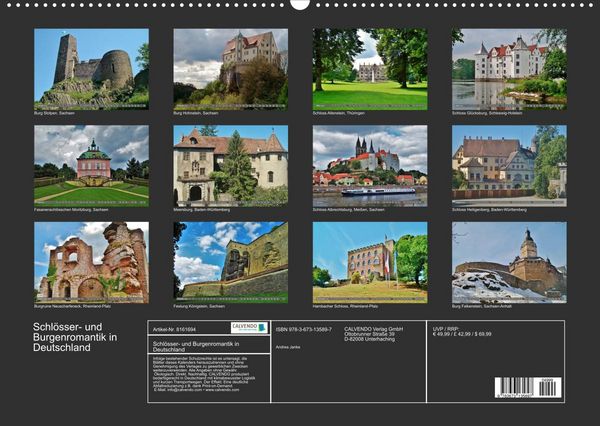 Produktbild: Burgromantik Burgen und Schl&ouml;sser in Deutschland (Wandkalender 2022 DIN A2 quer)