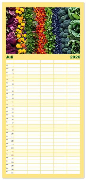 Produktbild: Familienplaner 2026 - Patchwork - Farben und Formen mit 5 Spalten (Wandkalender, 21 x 45 cm) CALVENDO