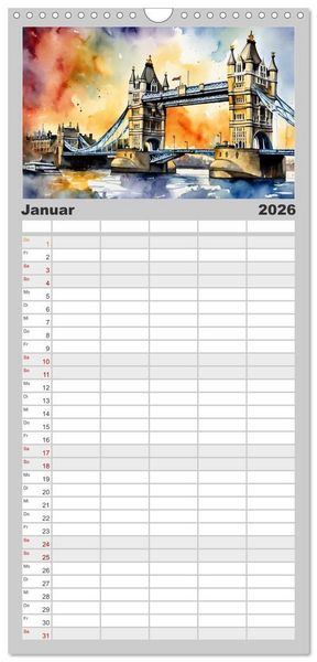 Produktbild: Familienplaner 2026 - Sehenswertes rund um die Welt mit 5 Spalten (Wandkalender, 21 x 45 cm) CALVENDO