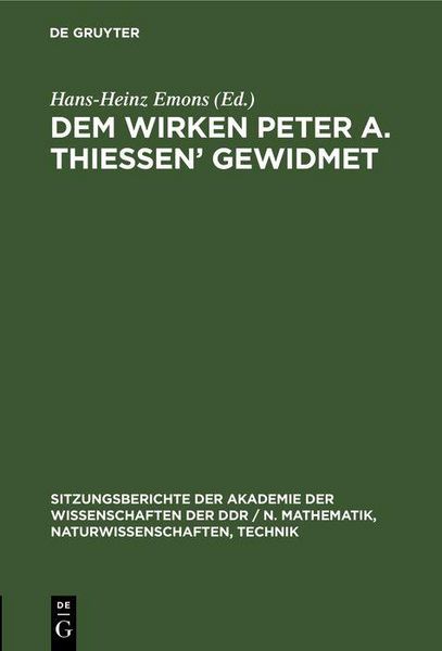 Produktbild: Dem Wirken Peter A. Thiessen' gewidmet