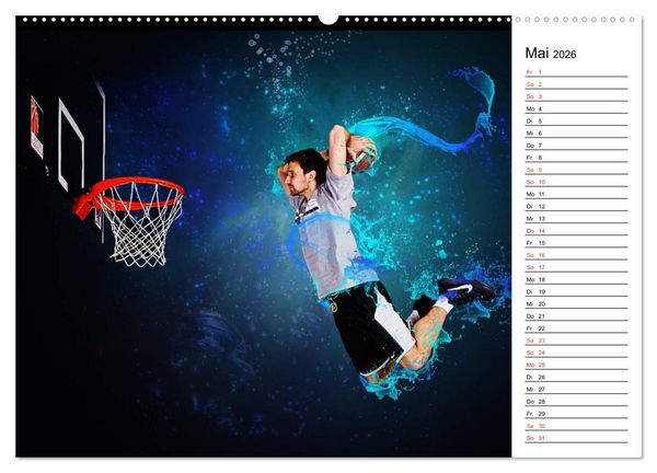 Produktbild: Basketball Fantasiewelten (Wandkalender 2026 DIN A2 quer), CALVENDO Monatskalender