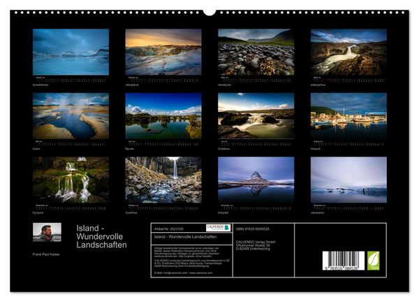 Produktbild: Island - Wundervolle Landschaften (hochwertiger Premium Wandkalender 2026 DIN A2 quer), Kunstdruck in Hochglanz
