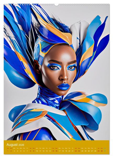 Produktbild: African beauties in a feather style (High Quality Premium Wall Calendar 2026 DIN A2 portrait),CALVENDO 12 Month Wall Calendar