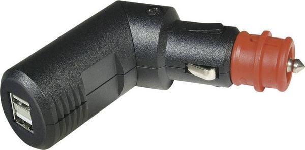 Produktbild: ProCar Winkelbarer 2fach USB Ladestecker Belastbarkeit Strom max.=5 A Passend f&uuml;r (Details) USB-A Adapter 12 V zu 5 V, 24 V zu 5 V