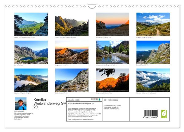 Produktbild: Korsika - Weitwanderweg GR 20 (Wandkalender 2026 DIN A3 quer), CALVENDO Monatskalender
