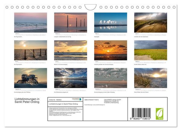 Produktbild: Lichtstimmungen in Sankt Peter-Ording (Wandkalender 2026 DIN A4 quer), CALVENDO Monatskalender