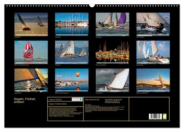 Produktbild: Segeln, Freiheit erleben (Wandkalender 2026 DIN A2 quer), CALVENDO Monatskalender