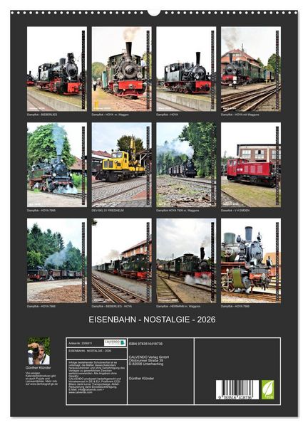 Produktbild: EISENBAHN - NOSTALGIE - 2026 (hochwertiger Premium Wandkalender 2026 DIN A2 hoch), Kunstdruck in Hochglanz