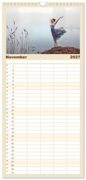 Produktbild: Familienplaner 2027 - Fl&uuml;gel aus Licht - Ballett in der Poesie der Natur mit 5 Spalten (Wandkalender, 21 x 45 cm) CALVENDO