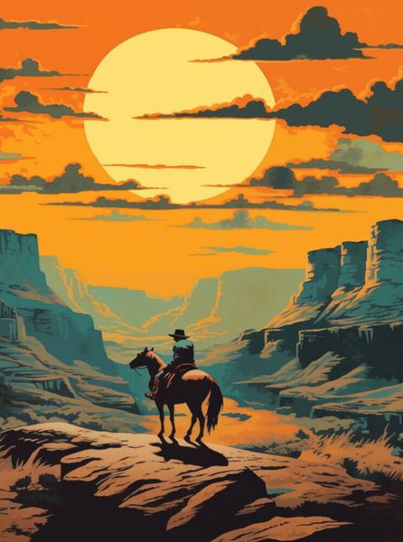 CALVENDO Puzzle Canyon der Freiheit: Ein Cowboy im Abendrot | 2000 Teile Lege-Größe 90x67cm Foto-Puzzle für glückliche Stunden
