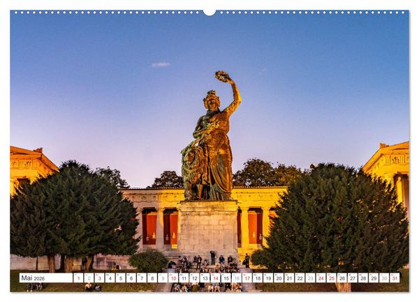 Produktbild: Abend in M&uuml;nchen (hochwertiger Premium Wandkalender 2026 DIN A2 quer), Kunstdruck in Hochglanz