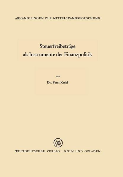 Produktbild: Steuerfreibetr&auml;ge als Instrumente der Finanzpolitik