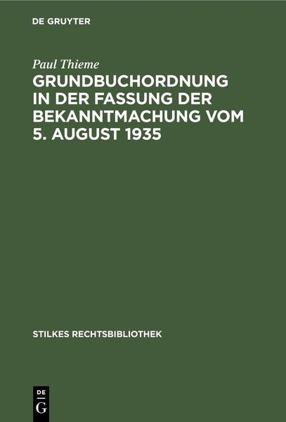 Produktbild: Grundbuchordnung in der Fassung der Bekanntmachung vom 5. August 1935