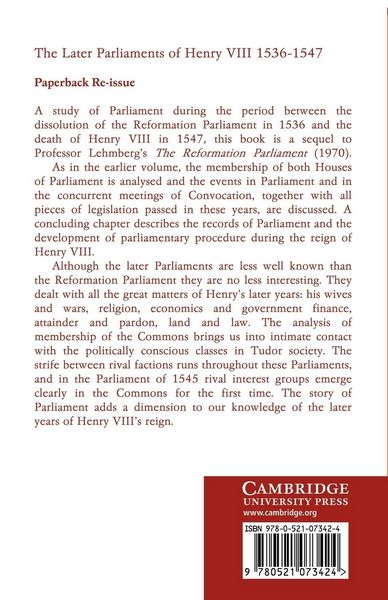 Produktbild: The Later Parliaments of Henry VIII