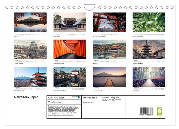 Produktbild: Merveilleux Japon (Calendrier mural 2026 DIN A4 vertical), CALVENDO calendrier mensuel