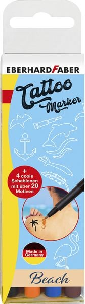 Produktbild: EBERHARD FABER Tattoo Marker, Beach (orange, blau, braun, schwarz)
