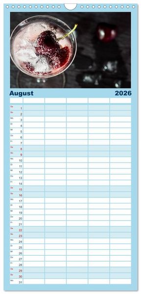 Produktbild: Familienplaner 2026 - Frisches Aromawasser mit 5 Spalten (Wandkalender, 21 x 45 cm) CALVENDO