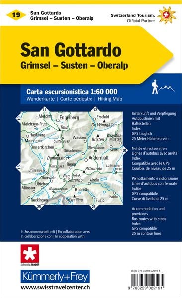 Produktbild: K&uuml;mmerly+Frey Wanderkarte 19 Gotthard 1:60.000